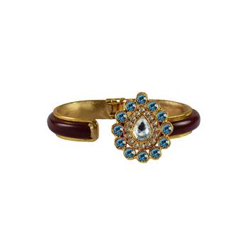 Maroon Stone Acrylic-Brass Bangle 2