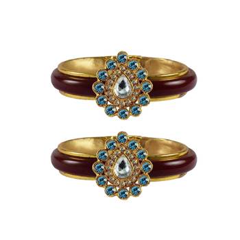 Maroon Stone Acrylic-Brass Bangle 1