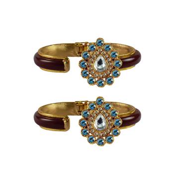Maroon Stone Acrylic-Brass Bangle 2