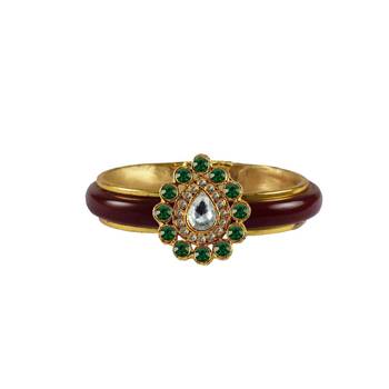 Maroon Stone Acrylic-Brass Bangle 1