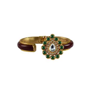 Maroon Stone Acrylic-Brass Bangle 2