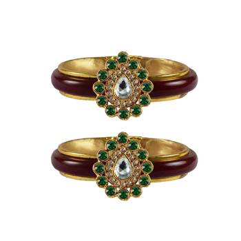 Maroon Stone Acrylic-Brass Bangle 1