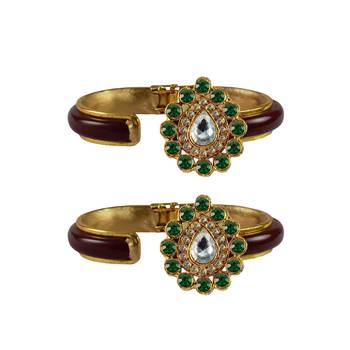 Maroon Stone Acrylic-Brass Bangle 2
