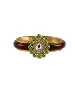 Maroon Stone Acrylic-Brass Bangle