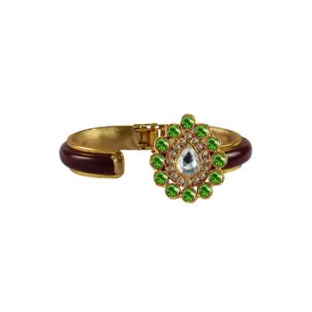 Maroon Stone Acrylic-Brass Bangle 2