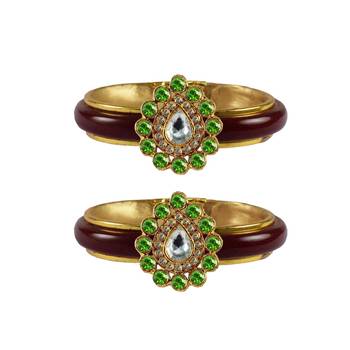 Maroon Stone Acrylic-Brass Bangle 1