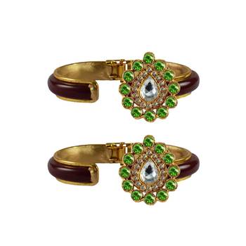 Maroon Stone Acrylic-Brass Bangle 2