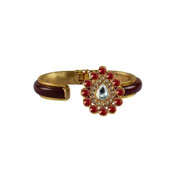 Maroon Stone Acrylic-Brass Bangle 2