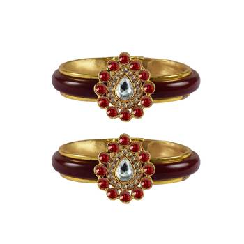 Maroon Stone Acrylic-Brass Bangle 1
