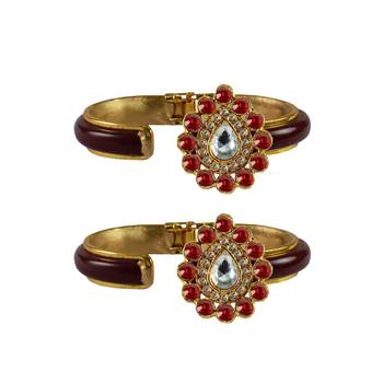 Maroon Stone Acrylic-Brass Bangle 2