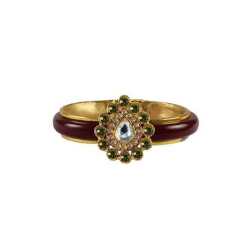 Maroon Stone Acrylic-Brass Bangle 1