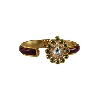 Maroon Stone Acrylic-Brass Bangle 2