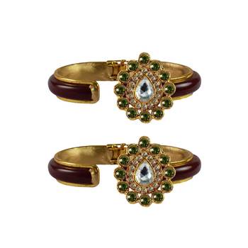 Maroon Stone Acrylic-Brass Bangle 2
