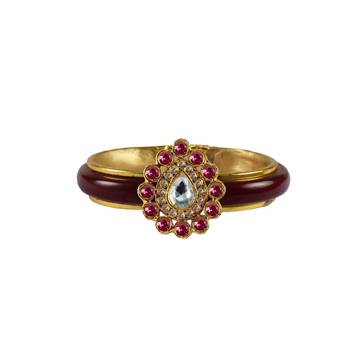 Maroon Stone Acrylic-Brass Bangle 1