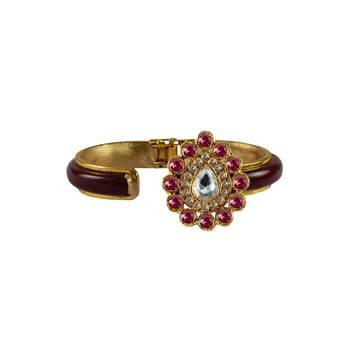 Maroon Stone Acrylic-Brass Bangle 2