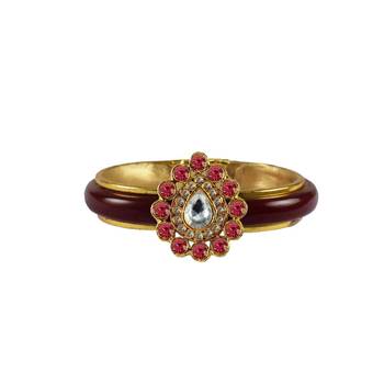 Maroon Stone Acrylic-Brass Bangle 1