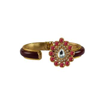 Maroon Stone Acrylic-Brass Bangle 2
