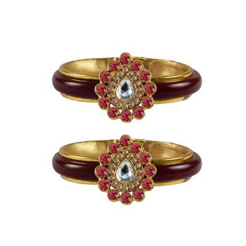 Maroon Stone Acrylic-Brass Bangle 1