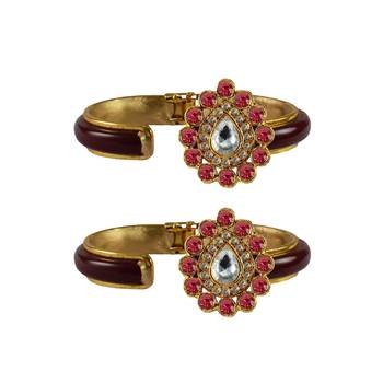 Maroon Stone Acrylic-Brass Bangle 2