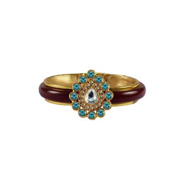 Maroon Stone Acrylic-Brass Bangle 1