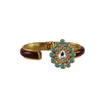 Maroon Stone Acrylic-Brass Bangle 2