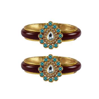 Maroon Stone Acrylic-Brass Bangle 1