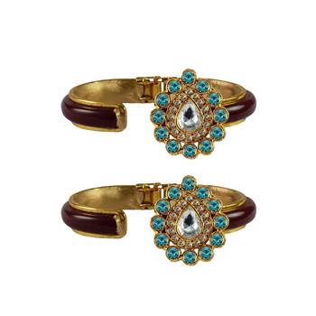Maroon Stone Acrylic-Brass Bangle 2