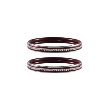 Maroon Stone Metal Bangle 1