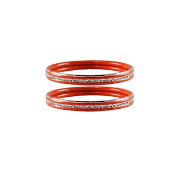 Orange Stone Metal Bangle 1