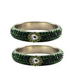 Green Stone Stud Brass Bangle
