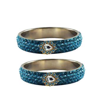 Firozi Stone Stud Brass Bangle 1