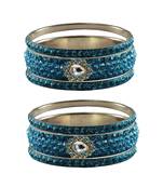 Firozi Stone Stud Brass Bangle