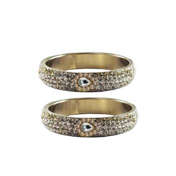 White Stone Stud Brass Bangle 1
