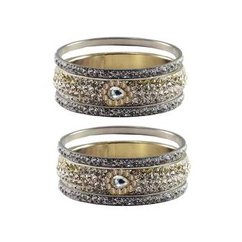 White Stone Stud Brass Bangle 1