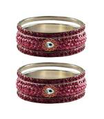 Pink Stone Stud Brass Bangle