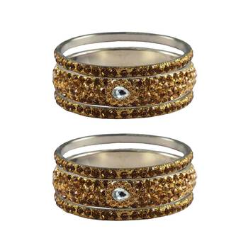 Golden Stone Stud Brass Bangle 1