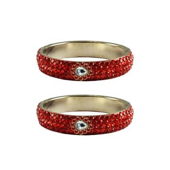 Red Stone Stud Brass Bangle 1