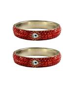 Red Stone Stud Brass Bangle