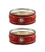 Red Stone Stud Brass Bangle