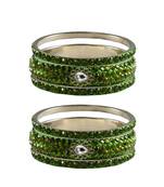 Green Stone Stud Brass Bangle