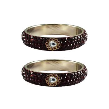 Maroon Stone Stud Brass Bangle 1