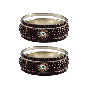 Maroon Stone Stud Brass Bangle 1