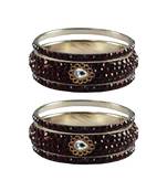 Maroon Stone Stud Brass Bangle