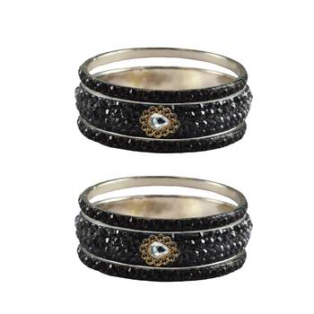 Grey Stone Stud Brass Bangle 1