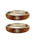 Orange Stone Stud Brass Bangle