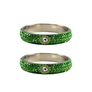 Green Stone Stud Brass Bangle 1