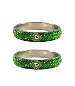 Green Stone Stud Brass Bangle