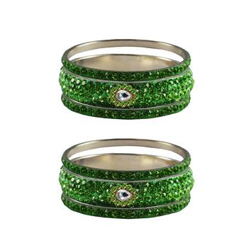 Green Stone Stud Brass Bangle 1