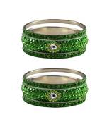 Green Stone Stud Brass Bangle