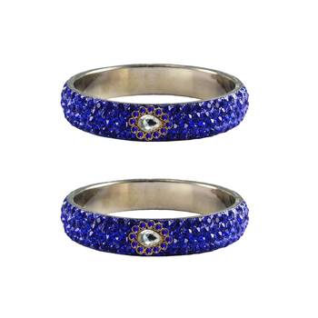 Blue Stone Stud Brass Bangle 1